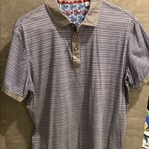 Robert Graham Gray Striped Polo Shirt
